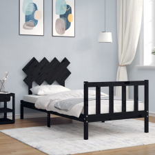 vidaXL fekete tömör fa ágykeret fejtámlával (Single) ágy és ágykellék