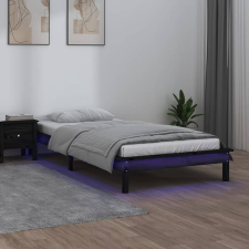vidaXL fekete tömör fa ágykeret LED-ekkel 90 x 200 cm ágy és ágykellék