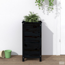 vidaXL Fekete tömör fenyő kerti növénytartó 40x40x78 cm kerti tárolás