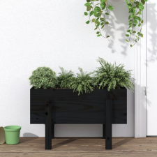 vidaXL fekete tömör fenyő kerti növénytartó 62 x 30 x 38 cm kerti tárolás