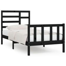 vidaXL fekete tömör fenyőfa ágykeret 100 x 200 cm (3107607) ágy és ágykellék