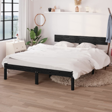 vidaXL fekete tömör fenyőfa ágykeret 120 x 200 cm ágy és ágykellék