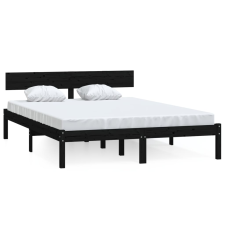 vidaXL fekete tömör fenyőfa ágykeret 120 x 200 cm (810146) ágy és ágykellék