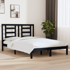 vidaXL fekete tömör fenyőfa ágykeret 140 x 190 cm ágy és ágykellék