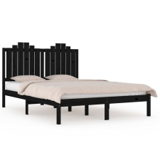 vidaXL fekete tömör fenyőfa ágykeret 140 x 190 cm (3103762) ágy és ágykellék