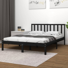 vidaXL fekete tömör fenyőfa ágykeret 140x190 cm ágy és ágykellék