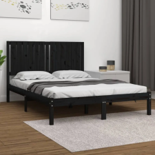 vidaXL fekete tömör fenyőfa ágykeret 140x190 cm ágy és ágykellék