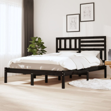 vidaXL Fekete tömör fenyőfa ágykeret 150 x 200 cm (5FT King Size) ágy és ágykellék