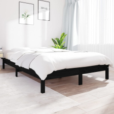 vidaXL Fekete tömör fenyőfa ágykeret 160 x 200 cm ágy és ágykellék