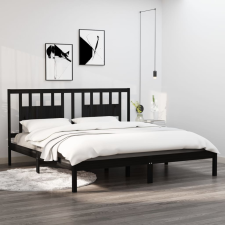 vidaXL fekete tömör fenyőfa ágykeret 200 x 200 cm ágy és ágykellék