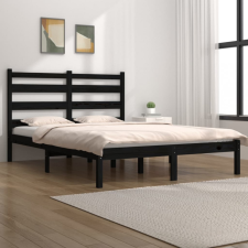 vidaXL fekete tömör fenyőfa ágykeret 200 x 200 cm ágy és ágykellék