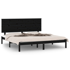vidaXL fekete tömör fenyőfa ágykeret 200 x 200 cm (3104827) ágy és ágykellék