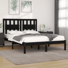 vidaXL fekete tömör fenyőfa ágykeret 200x200 cm ágy és ágykellék
