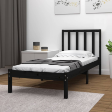 vidaXL fekete tömör fenyőfa ágykeret 75 x 190 cm (2FT6 Small Single) ágy és ágykellék