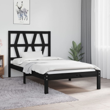 vidaXL fekete tömör fenyőfa ágykeret 75 x 190 cm (2FT6 Small Single) ágy és ágykellék