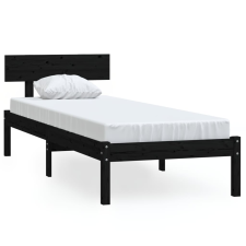 vidaXL fekete tömör fenyőfa ágykeret 90 x 200 cm (810136) ágy és ágykellék