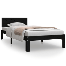 vidaXL fekete tömör fenyőfa ágykeret 90 x 200 cm (810484) ágy és ágykellék