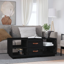 vidaXL fekete tömör fenyőfa dohányzóasztal 100 x 50 x 41 cm bútor