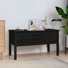 vidaXL fekete tömör fenyőfa dohányzóasztal 102 x 49 x 55 cm bútor