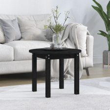 vidaXL fekete tömör fenyőfa dohányzóasztal Ø 55 x 45 cm bútor
