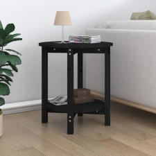 vidaXL fekete tömör fenyőfa dohányzóasztal Ø 55 x 60 cm bútor