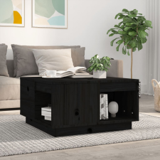 vidaXL fekete tömör fenyőfa dohányzóasztal 60x61x32,5 cm bútor