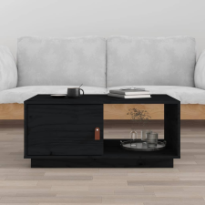 vidaXL Fekete tömör fenyőfa dohányzóasztal 80 x 50 x 35,5 cm bútor