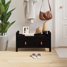 vidaXL fekete tömör fenyőfa előszoba pad 80 x 40 x 43 cm bútor