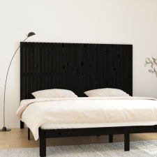 vidaXL fekete tömör fenyőfa fali fejtámla 204x3x110 cm ágy és ágykellék