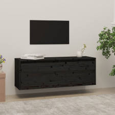 vidaXL fekete tömör fenyőfa faliszekrény 100 x 30 x 35 cm bútor