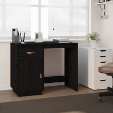 vidaXL fekete tömör fenyőfa íróasztal 90 x 50 x 75 cm íróasztal