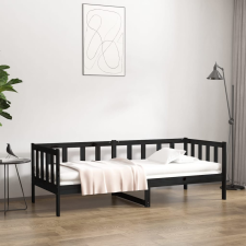 vidaXL fekete tömör fenyőfa kanapéágy 80 x 200 cm ágy és ágykellék