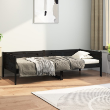 vidaXL fekete tömör fenyőfa kanapéágy 90 x 200 cm bútor
