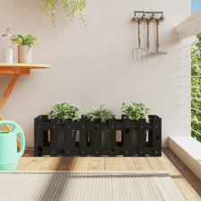 vidaXL fekete tömör fenyőfa kerti magaságyás kerítéssel 100x30x30 cm kerti tárolás