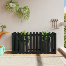 vidaXL fekete tömör fenyőfa kerti magaságyás kerítéssel 150x50x70 cm kerti tárolás