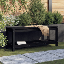 vidaXL Fekete tömör fenyőfa kerti pad 108x35x45 cm kerti bútor