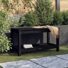 vidaXL fekete tömör fenyőfa kerti pad 82,5 x 35 x 45 cm kerti bútor