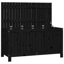 vidaXL fekete tömör fenyőfa kerti tárolóláda 121x55x64 cm (823847) kerti tárolás