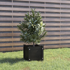 vidaXL fekete tömör fenyőfa kerti virágtartó 31 x 31 x 31 cm kerti dekoráció