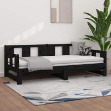 vidaXL fekete tömör fenyőfa kihúzható kanapéágy 2 x (80 x 200) cm ágy és ágykellék