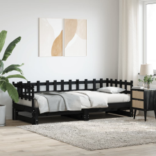 vidaXL fekete tömör fenyőfa kihúzható kanapéágy 2 x (80 x 200) cm ágy és ágykellék