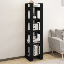 vidaXL fekete tömör fenyőfa könyvszekrény/térelválasztó 41x35x160 cm bútor