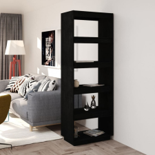 vidaXL Fekete tömör fenyőfa könyvszekrény/térelválasztó 60x35x167 cm bútor