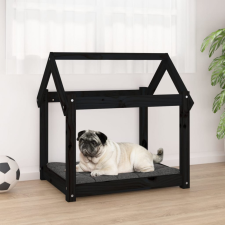 vidaXL Fekete tömör fenyőfa kutyaágy 71 x 55 x 70 cm szállítóbox, fekhely kutyáknak