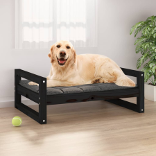vidaXL fekete tömör fenyőfa kutyaágy 75,5x55,5x28 cm szállítóbox, fekhely kutyáknak