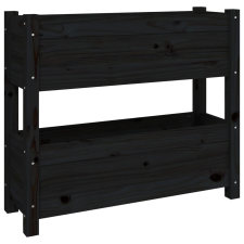 vidaXL fekete tömör fenyőfa növénytartó 77x25x66 cm (823945) kerti tárolás