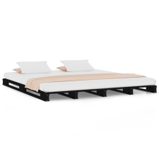 vidaXL fekete tömör fenyőfa raklapágy 140 x 190 cm (821441) ágy és ágykellék