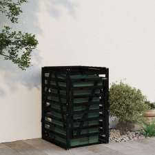 vidaXL fekete tömör fenyőfa szemeteskuka tároló 84x90x128,5 cm kerti tárolás