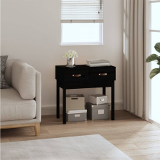 vidaXL fekete tömör fenyőfa tálalóasztal 76,5 x 40 x 75 cm bútor