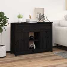 vidaXL fekete tömör fenyőfa tálalószekrény 100 x 35 x 74,5 cm bútor